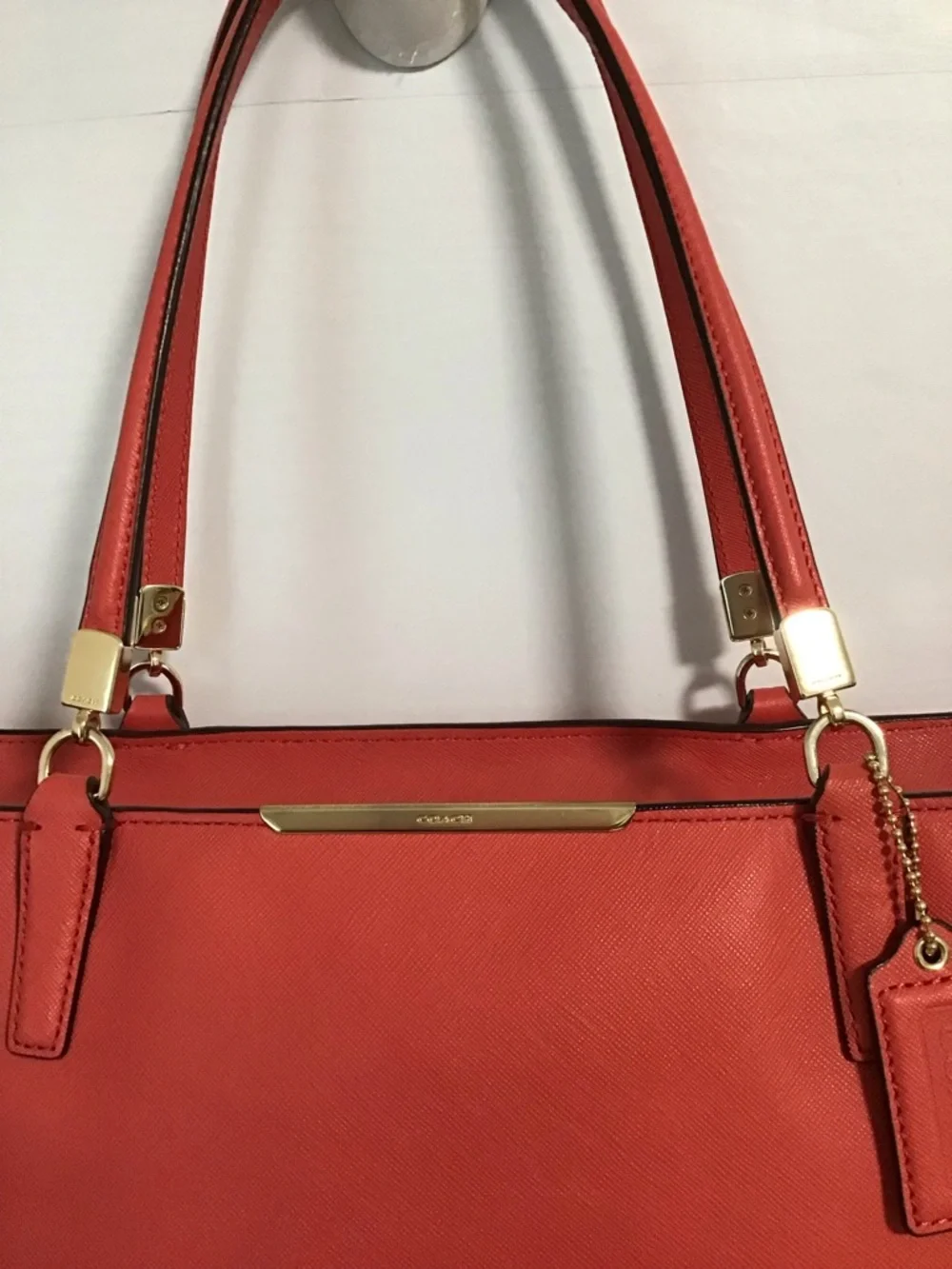 Coach Madison  Saffiano leather Tote Handbag Light Coral EUC